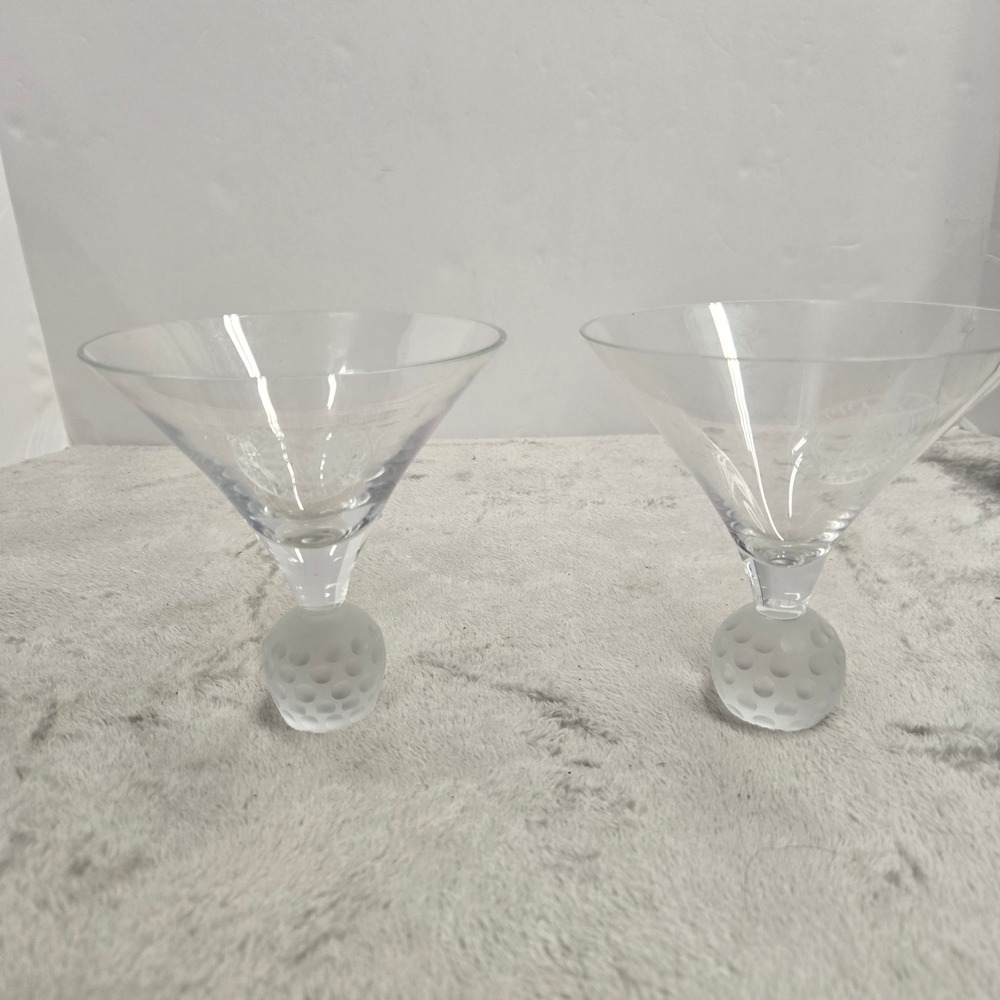 2005 US Open Pinehurst No 2 Golf Ball Base Martini Glasses Set of 2 Putter Boy